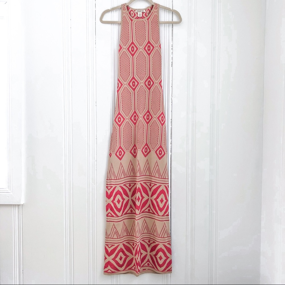 Arden B Pink Tan Body Con Maxi Dress